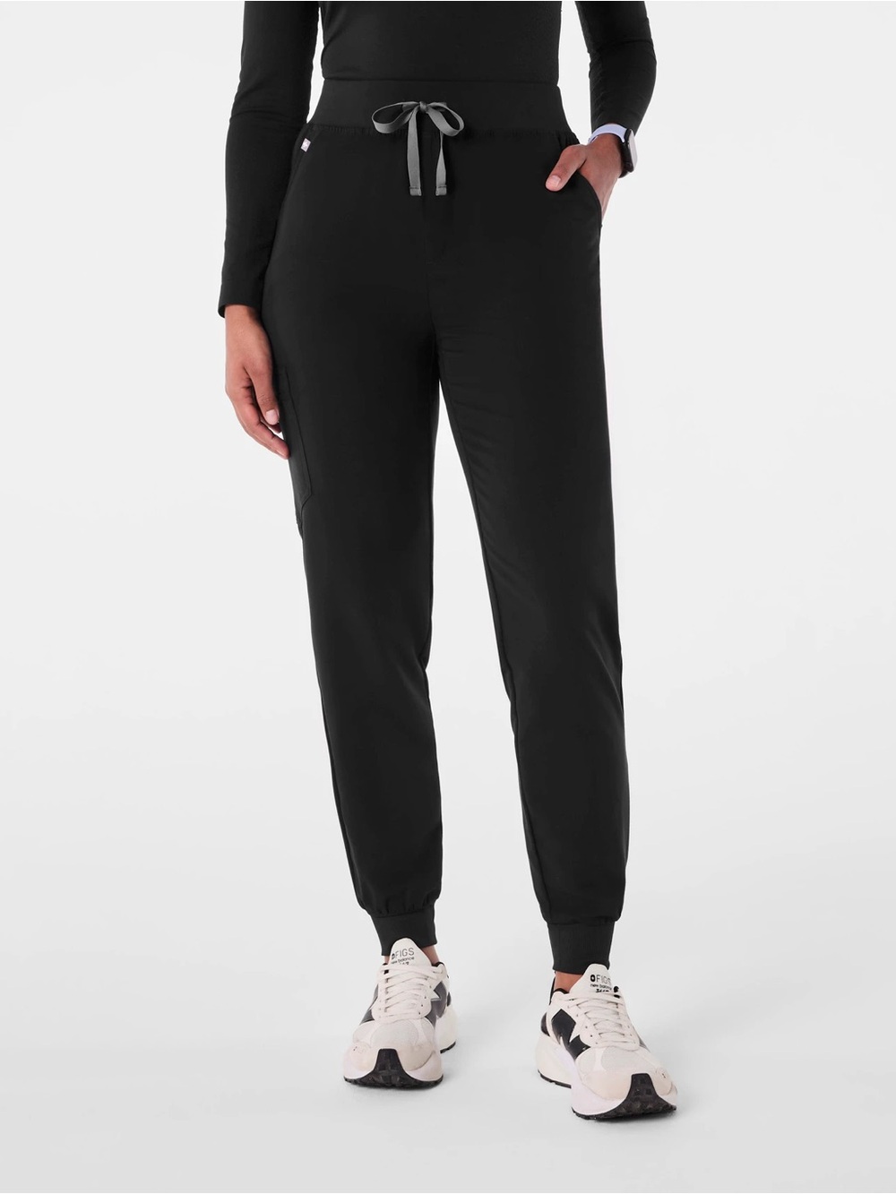 FIGS Zamora Black High-Rise Jogger Scrub Pant Track Jogger Pants Drawstring S
